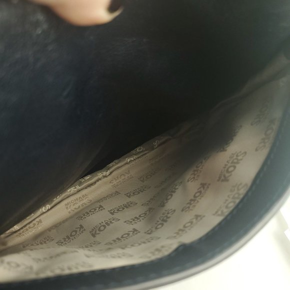 Michael Kors Womens Navy Leather Flap Front Inner Pockets Satchel Handbag Purse - Picture 7 of 15